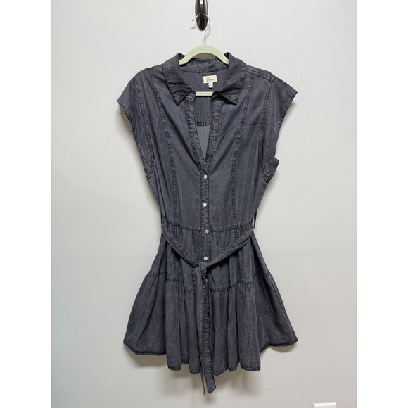 Elan Dresses & Skirts - Elan (gray) Button Down Tencel Mini Dress Women Large DT50100